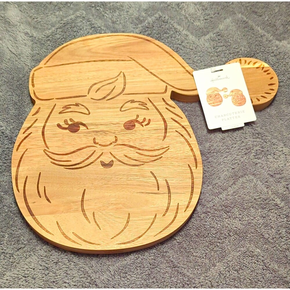 Hallmark Santa Christmas Wooden Charcuterie Platter - Holiday, Hosting